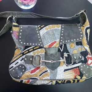 Boho Raj Vintage Leather Beaded Shoulder Bag